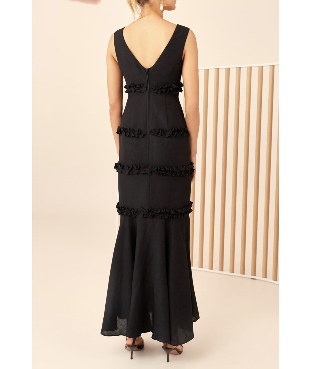 C/MEO COLLECTIVE Черное льняное повседневное платье, фото 2