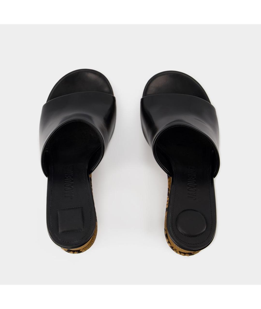 JACQUEMUS Черные кожаные мюли, фото 4