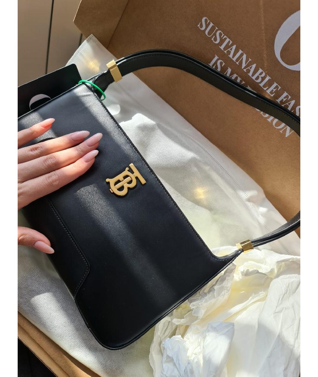 BURBERRY Черная кожаная сумка через плечо, фото 5