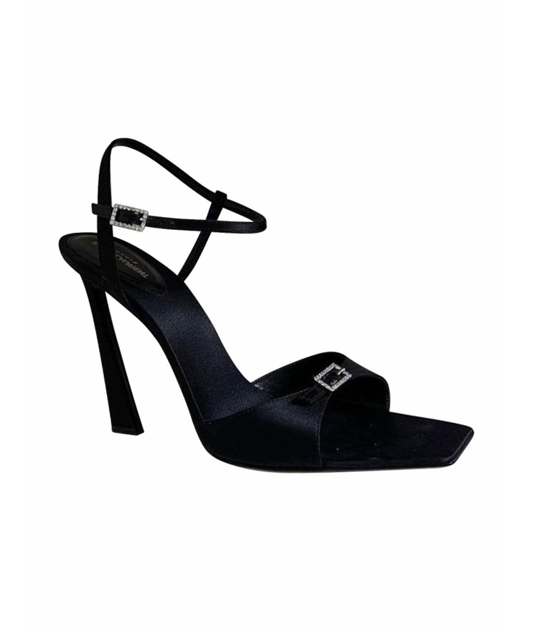 SAINT LAURENT Черные текстильные босоножки, фото 1