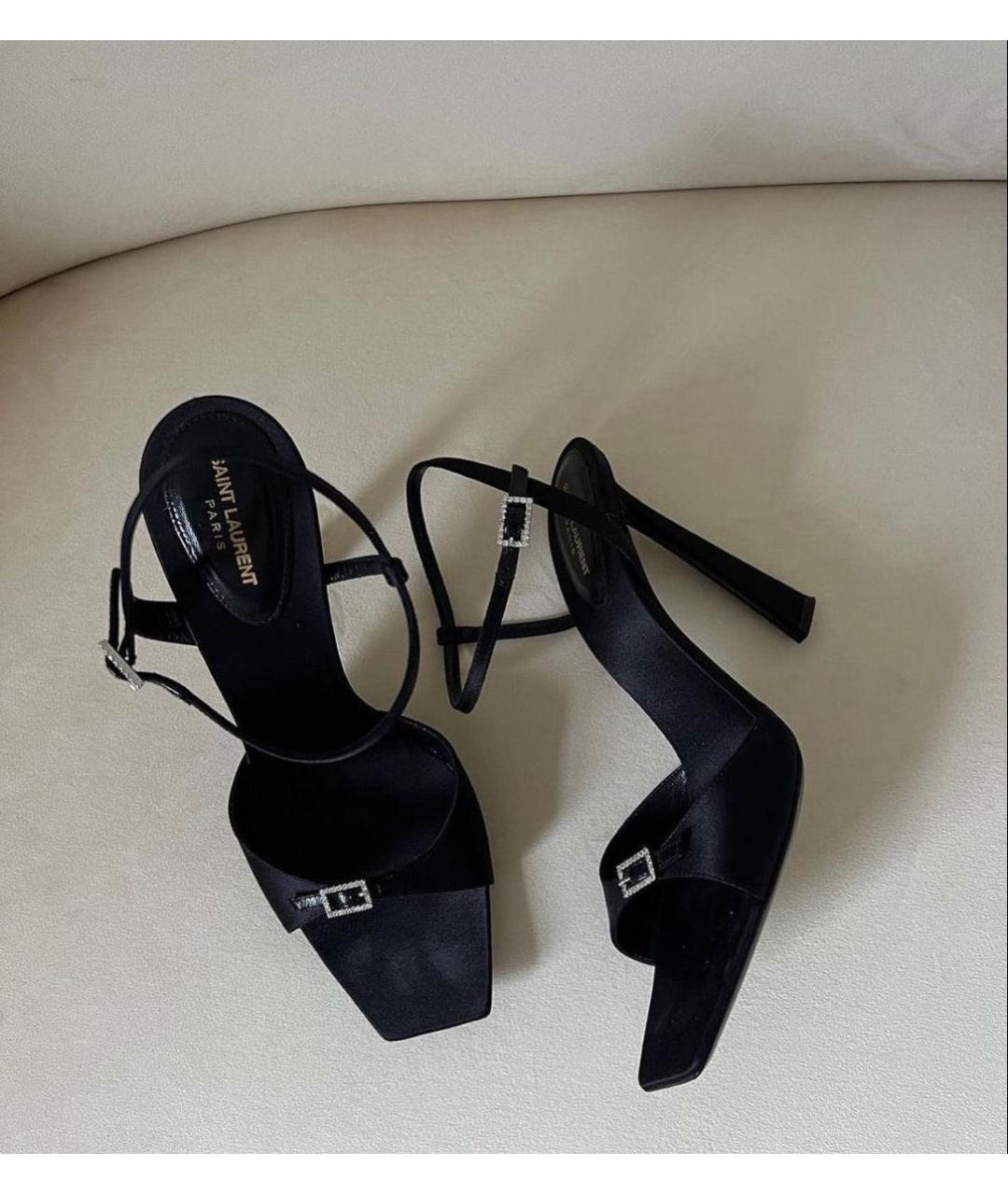 SAINT LAURENT Черные текстильные босоножки, фото 5
