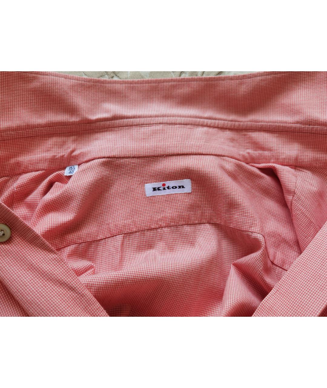 KITON Коралловая хлопковая классическая рубашка, фото 5
