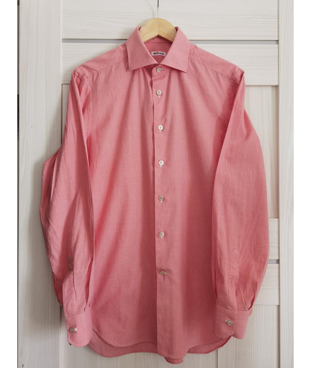 KITON Коралловая хлопковая классическая рубашка, фото 8