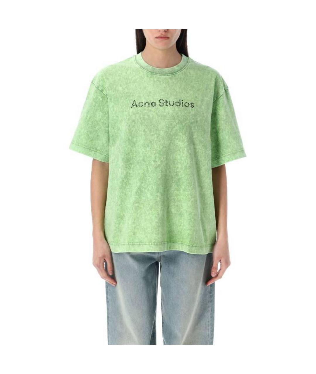 ACNE STUDIOS Зеленая хлопковая футболка, фото 2