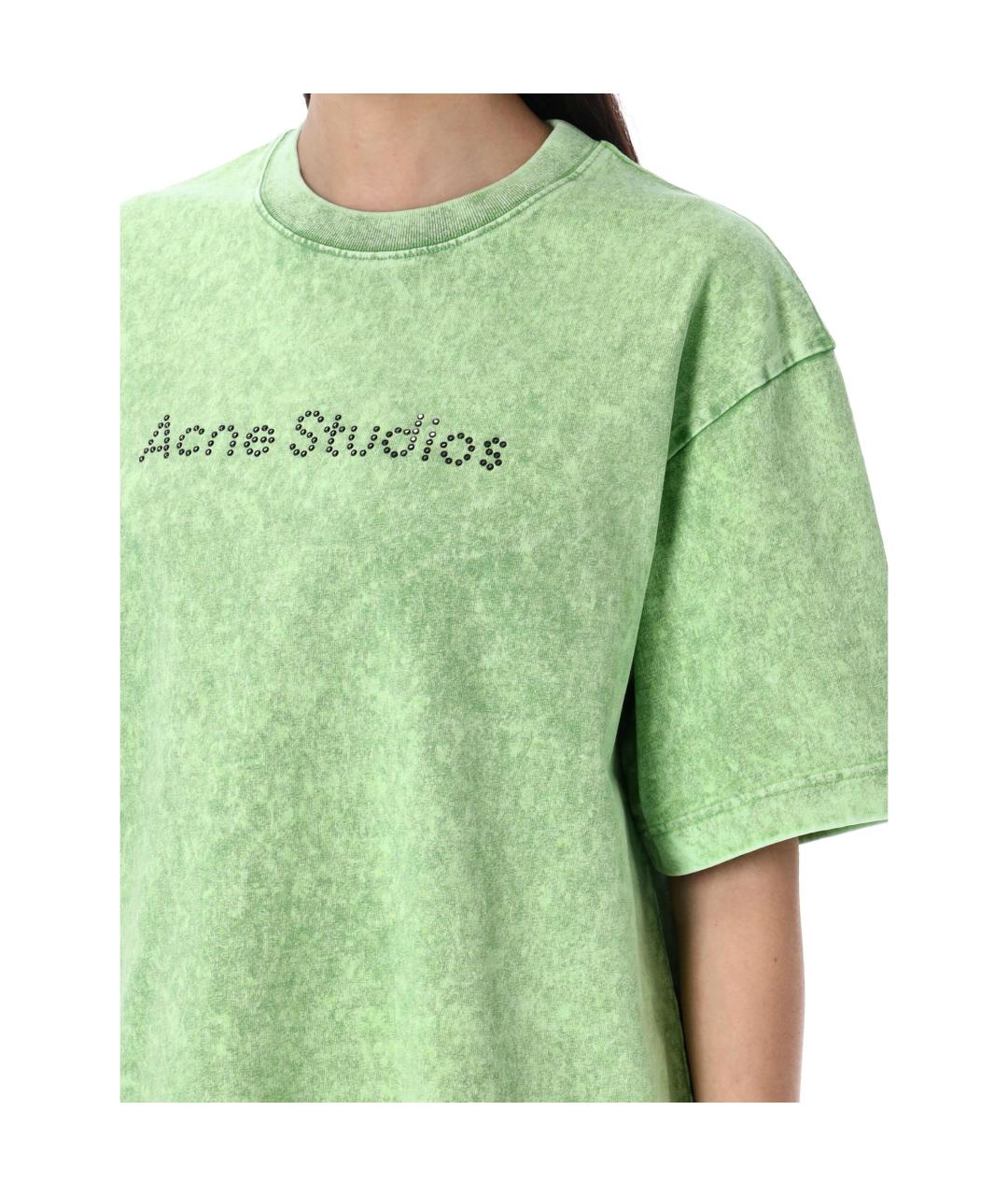 ACNE STUDIOS Зеленая хлопковая футболка, фото 4