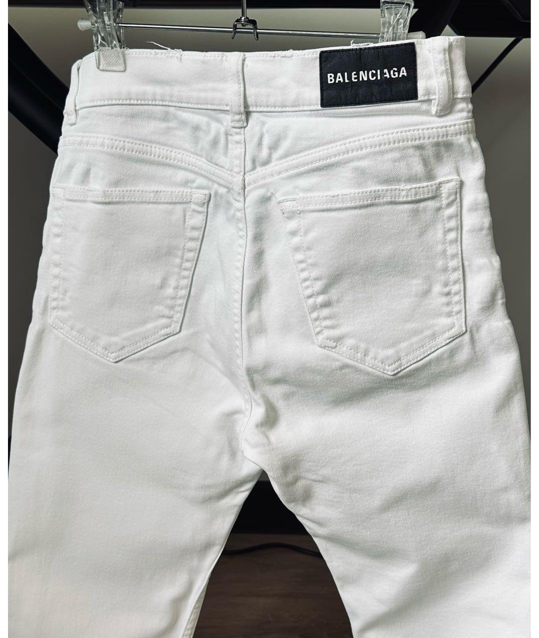 BALENCIAGA Белые хлопковые джинсы слим, фото 4