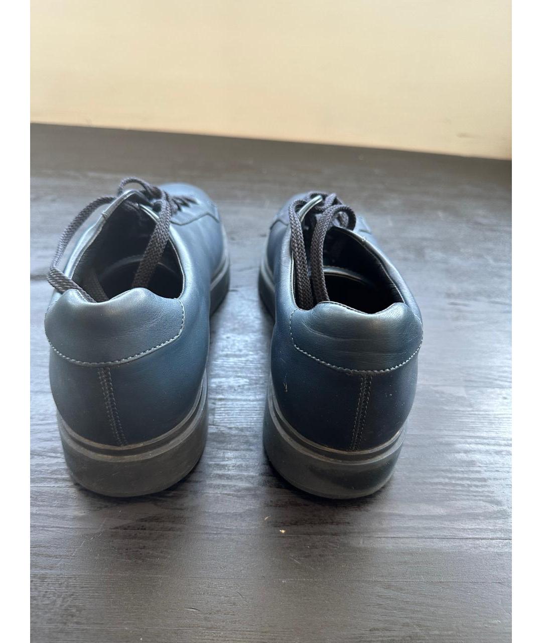 SANTONI Синие кожаные низкие кроссовки / кеды, фото 3