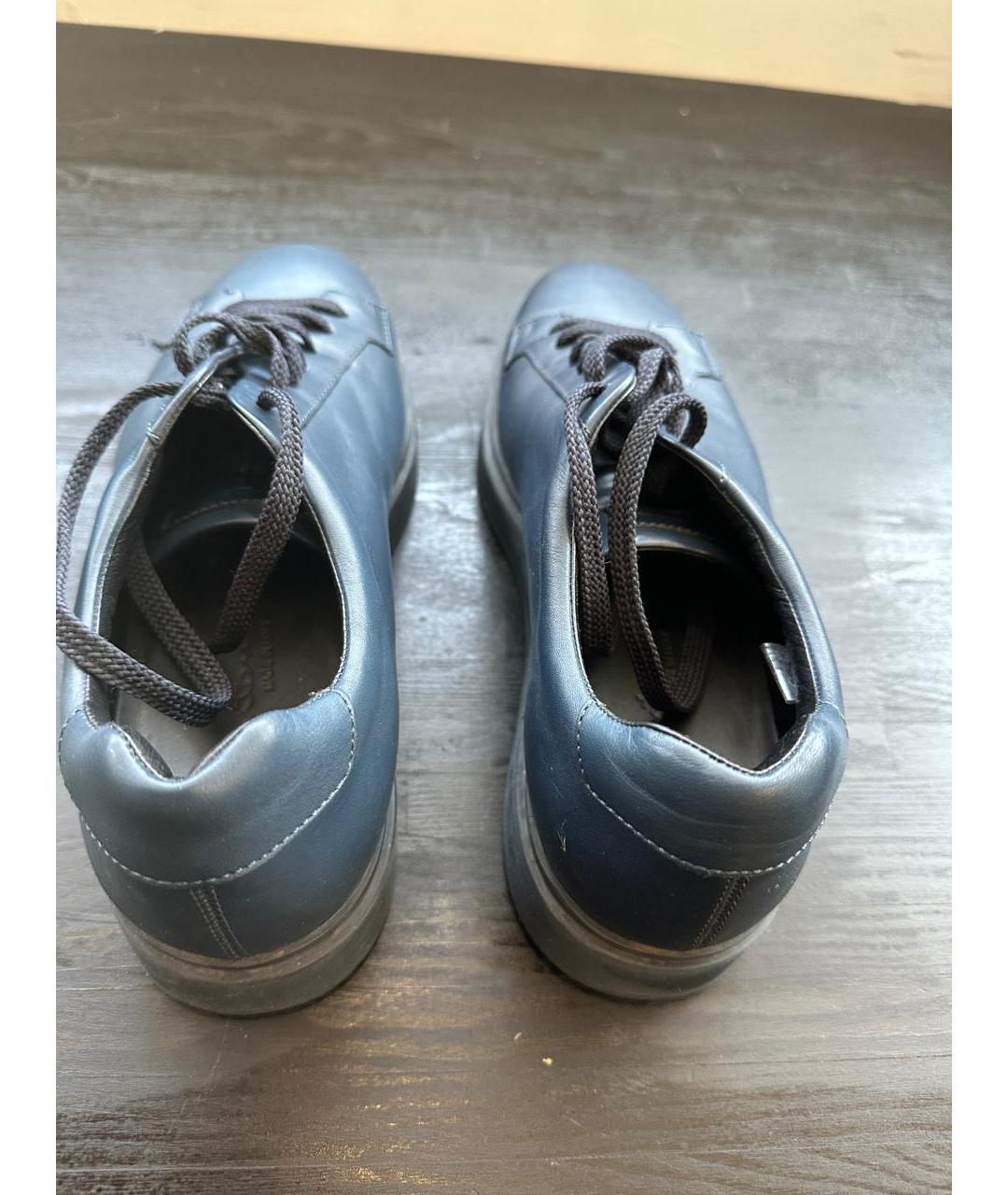SANTONI Синие кожаные низкие кроссовки / кеды, фото 4
