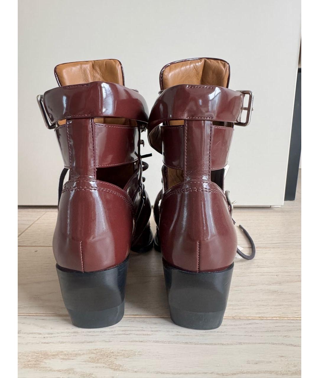 CHLOE Бордовые ботинки из лакированной кожи, фото 4