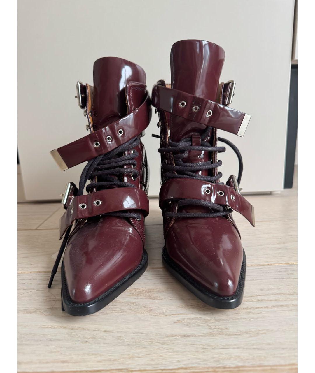 CHLOE Бордовые ботинки из лакированной кожи, фото 2