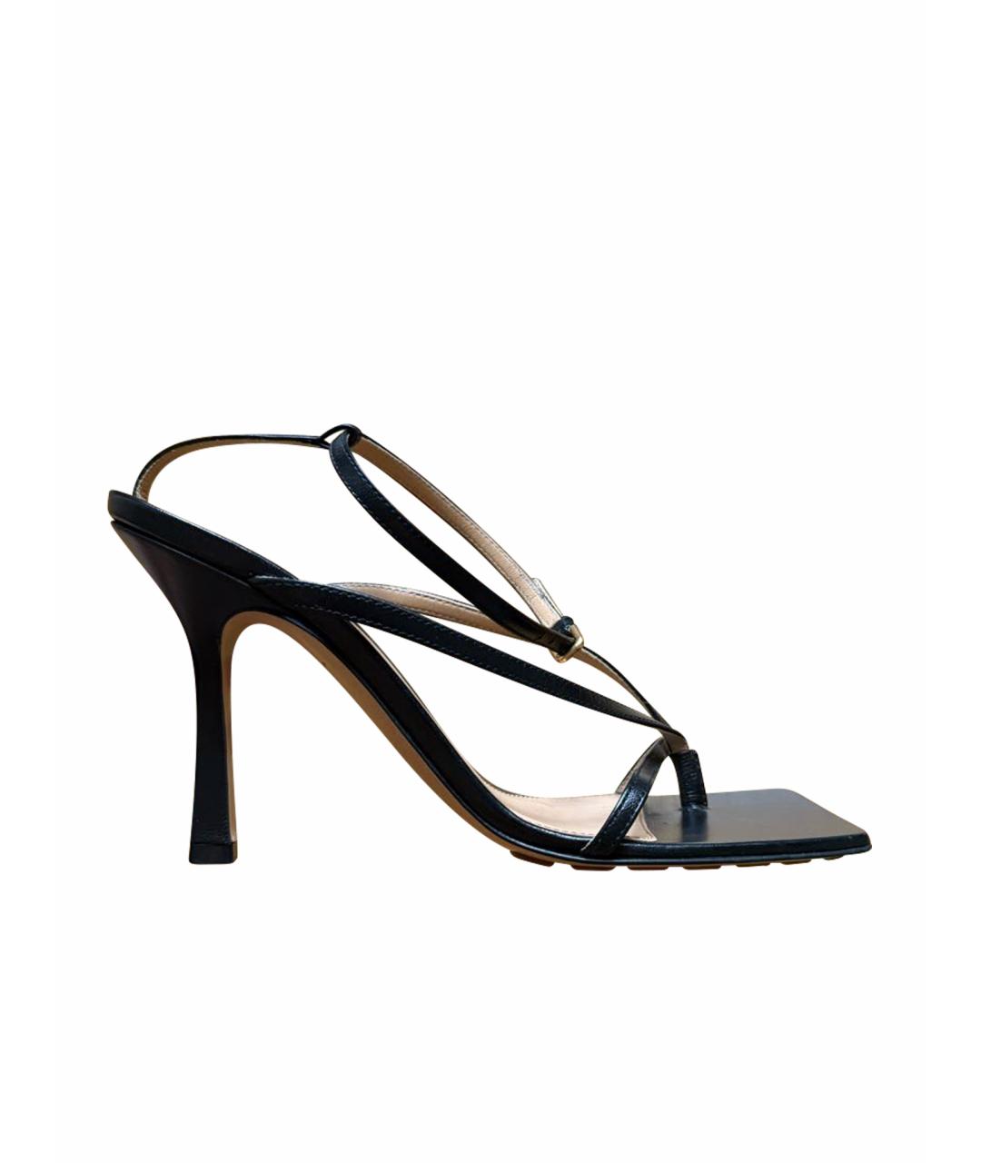 BOTTEGA VENETA Черные кожаные босоножки, фото 1
