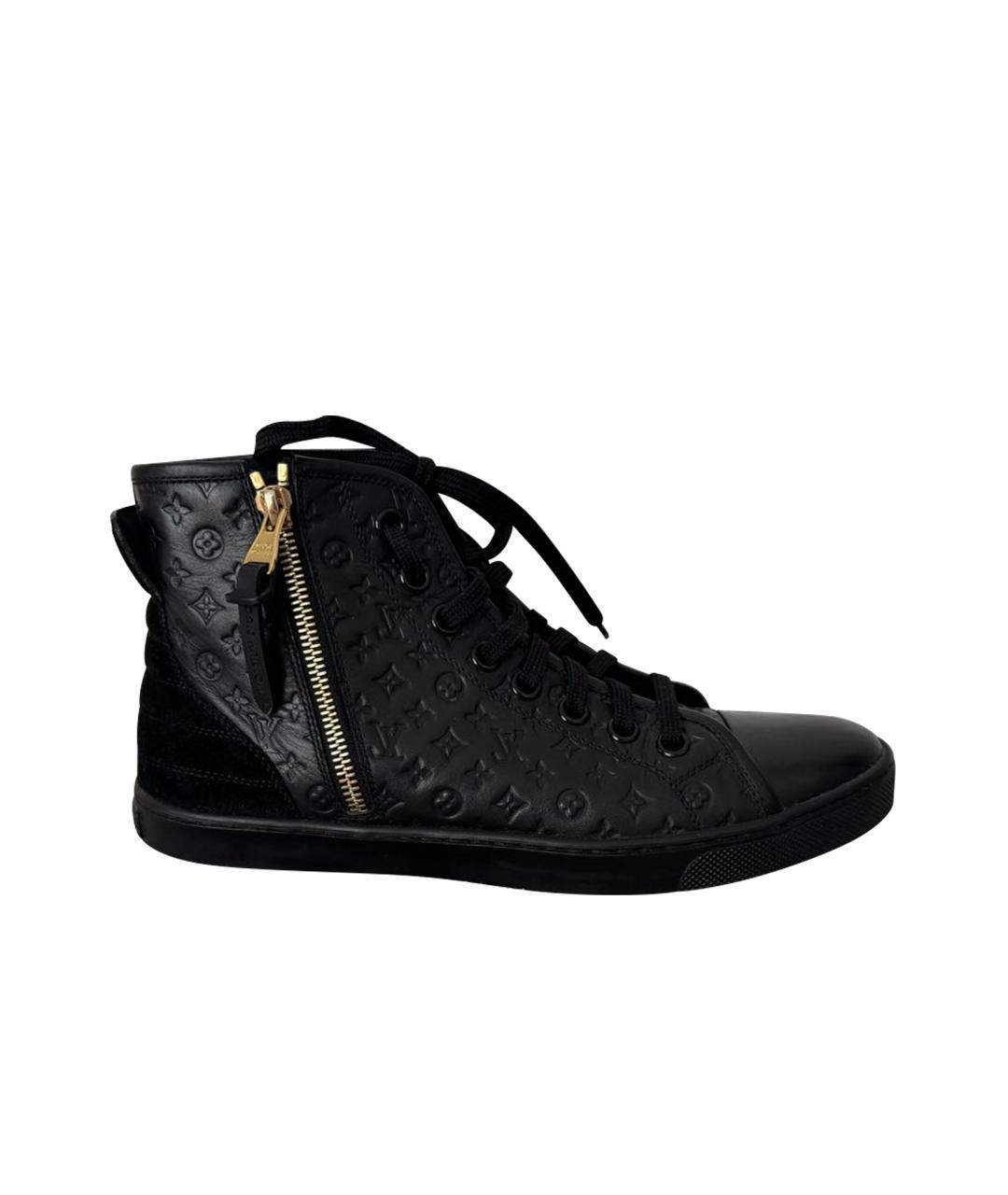 LOUIS VUITTON Черные кожаные кеды, фото 1