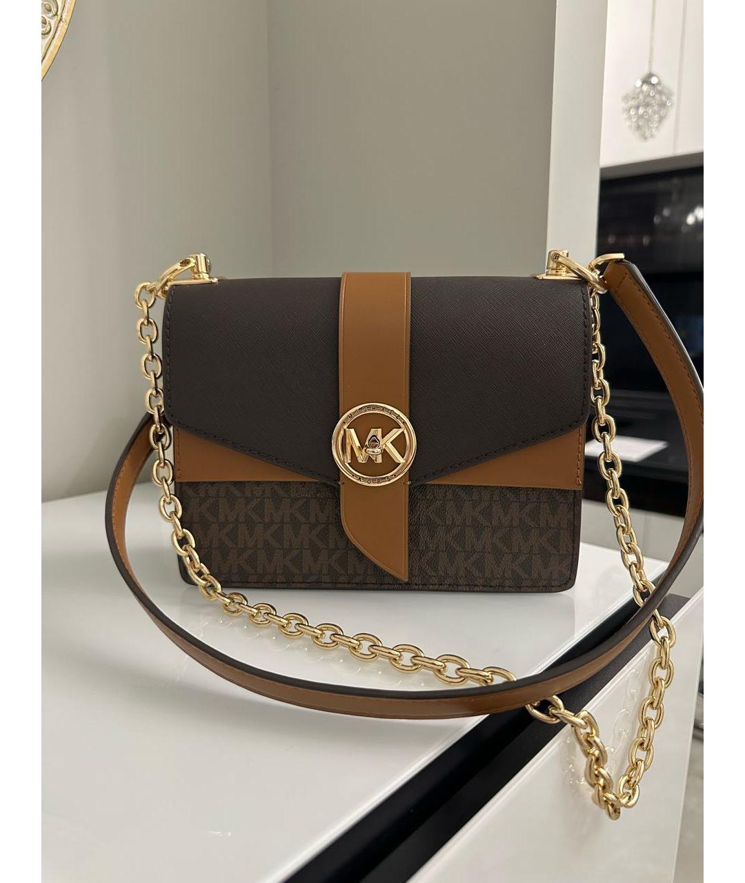 MICHAEL KORS Коричневая кожаная сумка через плечо, фото 3
