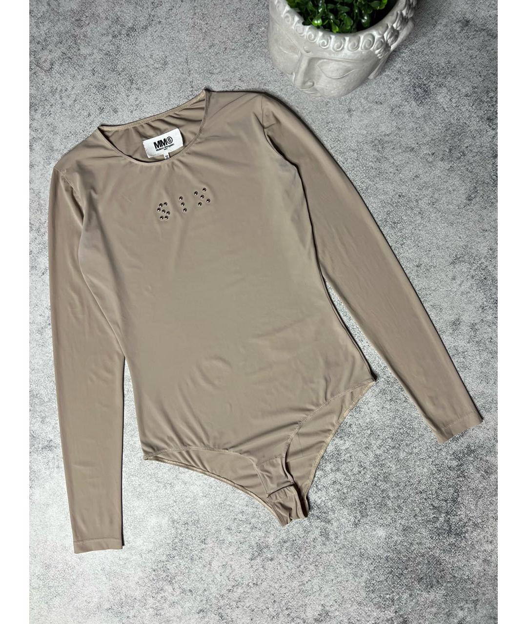 MM6 MAISON MARGIELA Бежевое полиэстеровое боди, фото 2