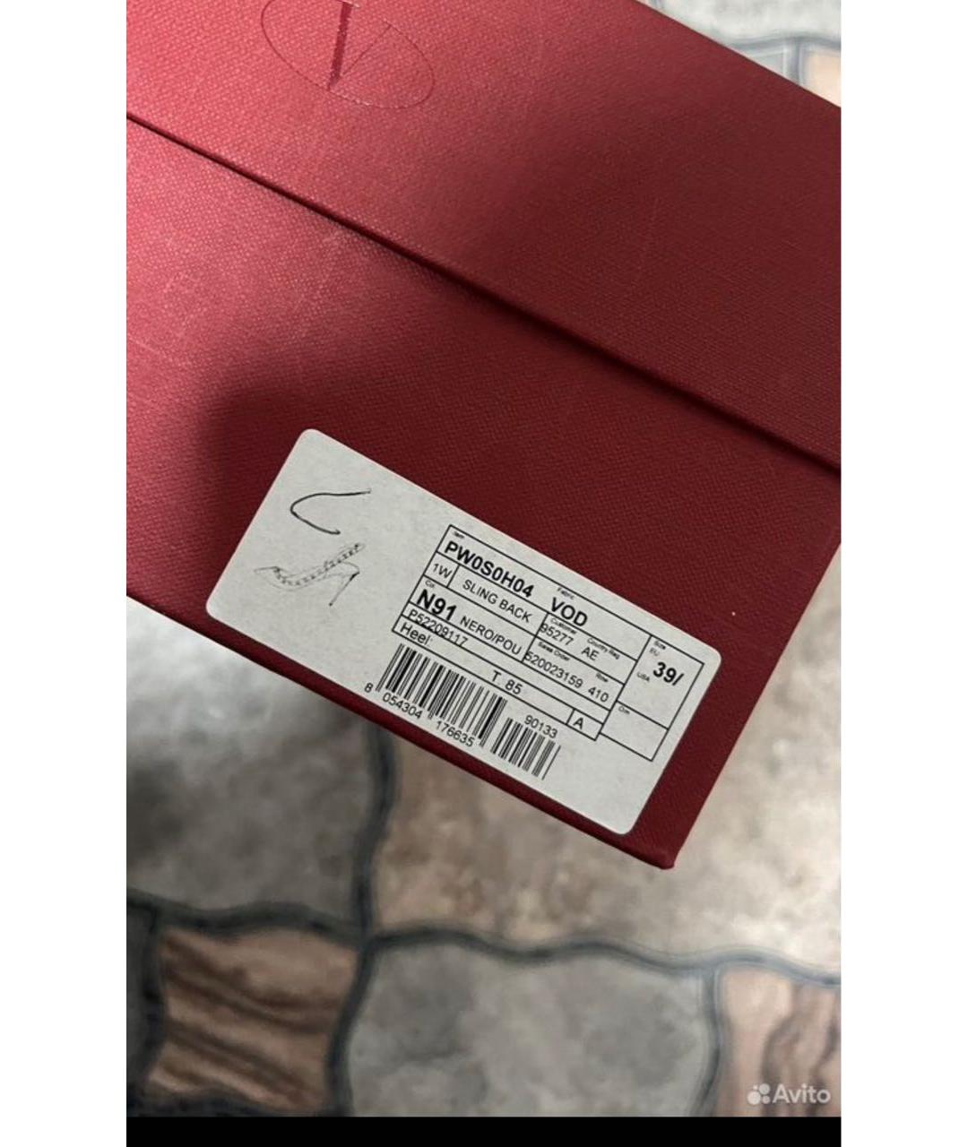 VALENTINO Черные кожаные босоножки, фото 5