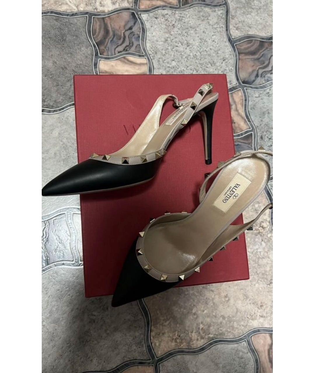 VALENTINO Черные кожаные босоножки, фото 6