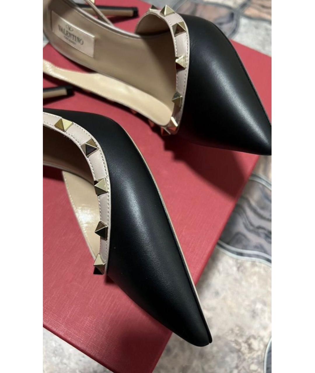 VALENTINO Черные кожаные босоножки, фото 4