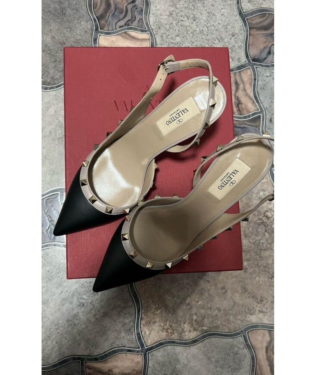 VALENTINO Черные кожаные босоножки, фото 2