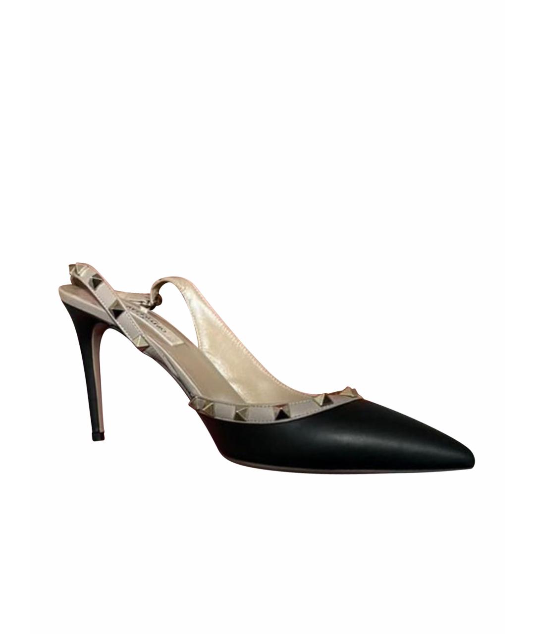 VALENTINO Черные кожаные босоножки, фото 1