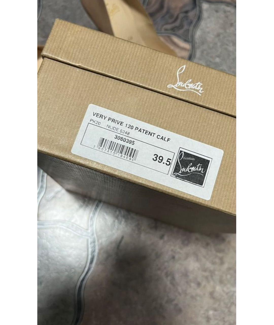 CHRISTIAN LOUBOUTIN Бежевые кожаные босоножки, фото 4