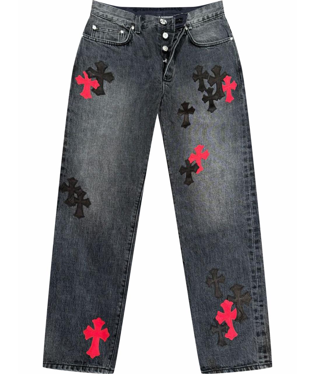 CHROME HEARTS Антрацитовые хлопковые прямые джинсы, фото 1