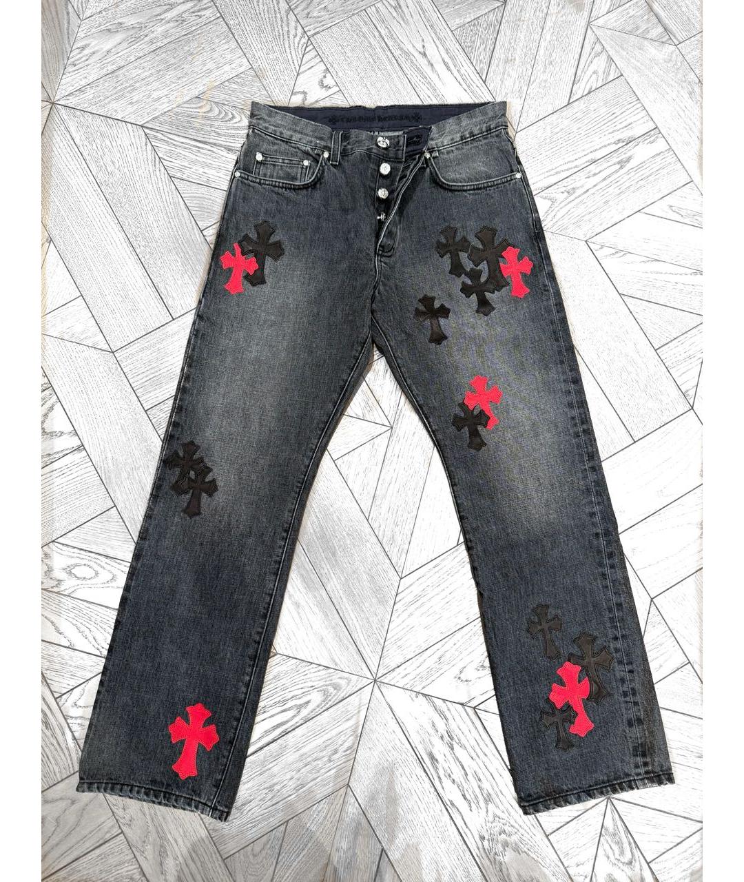 CHROME HEARTS Антрацитовые хлопковые прямые джинсы, фото 8