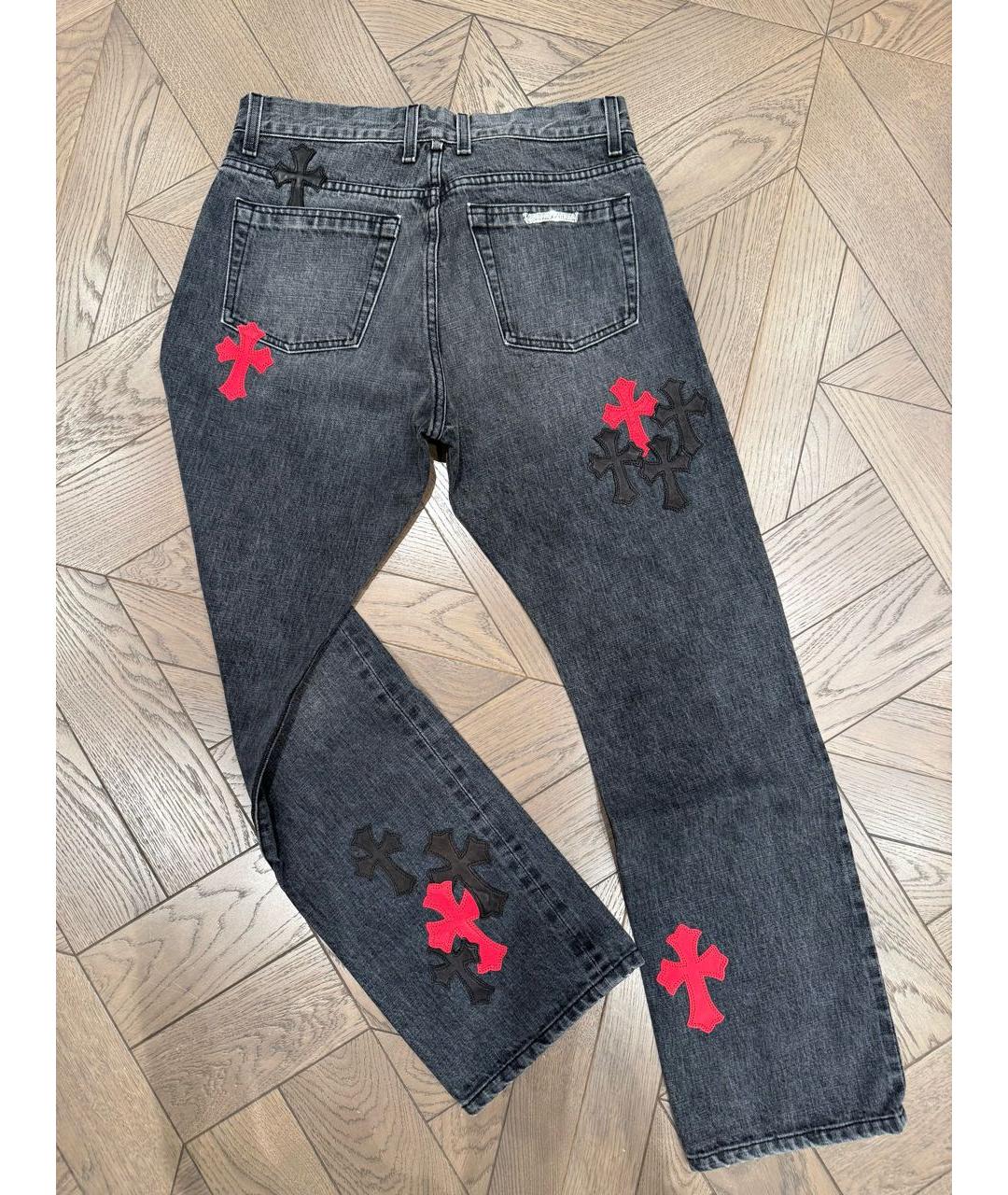 CHROME HEARTS Антрацитовые хлопковые прямые джинсы, фото 2