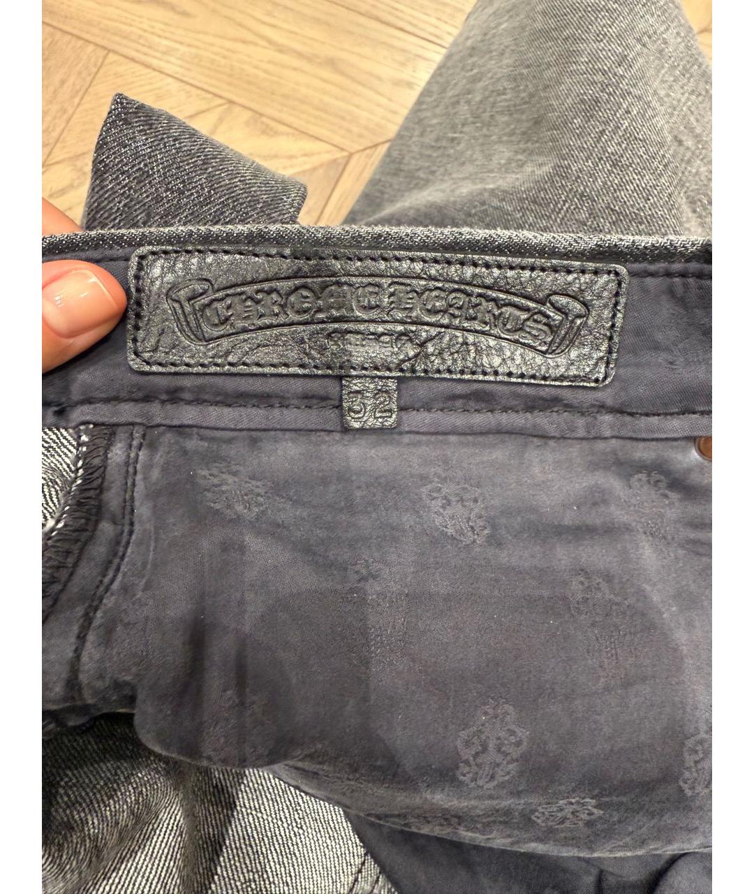 CHROME HEARTS Антрацитовые хлопковые прямые джинсы, фото 4