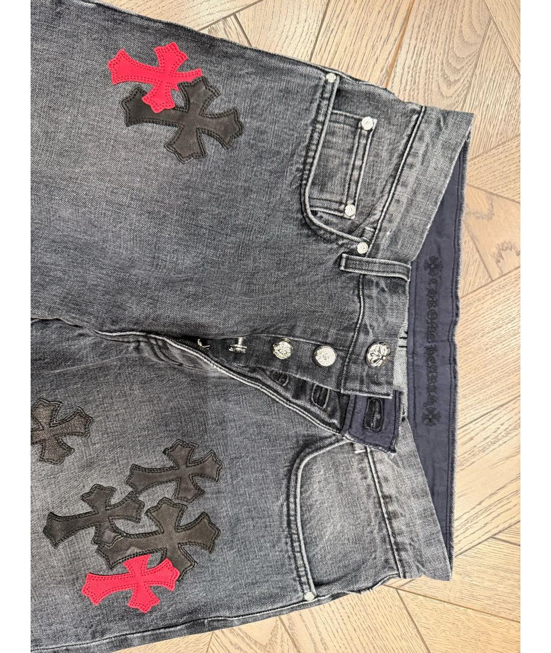 CHROME HEARTS Антрацитовые хлопковые прямые джинсы, фото 3