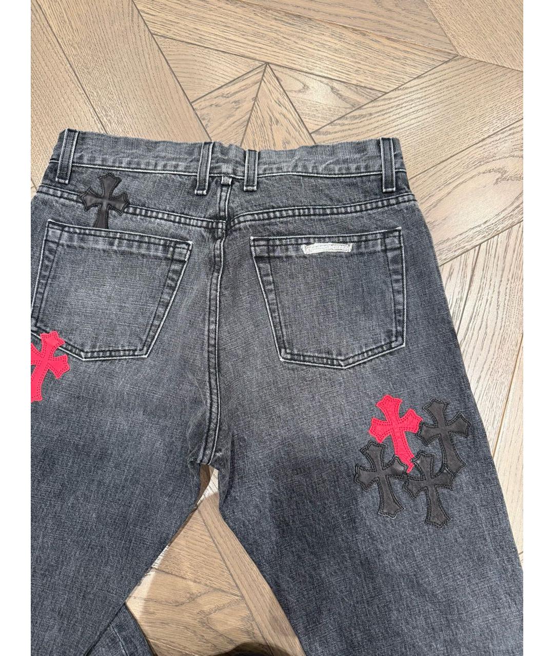 CHROME HEARTS Антрацитовые хлопковые прямые джинсы, фото 5