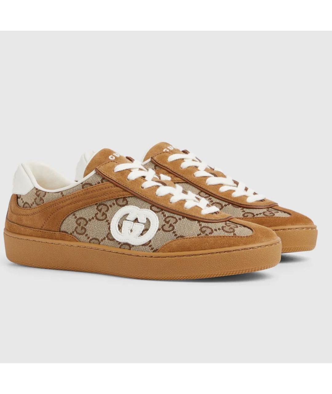 GUCCI Коричневые текстильные кеды, фото 5