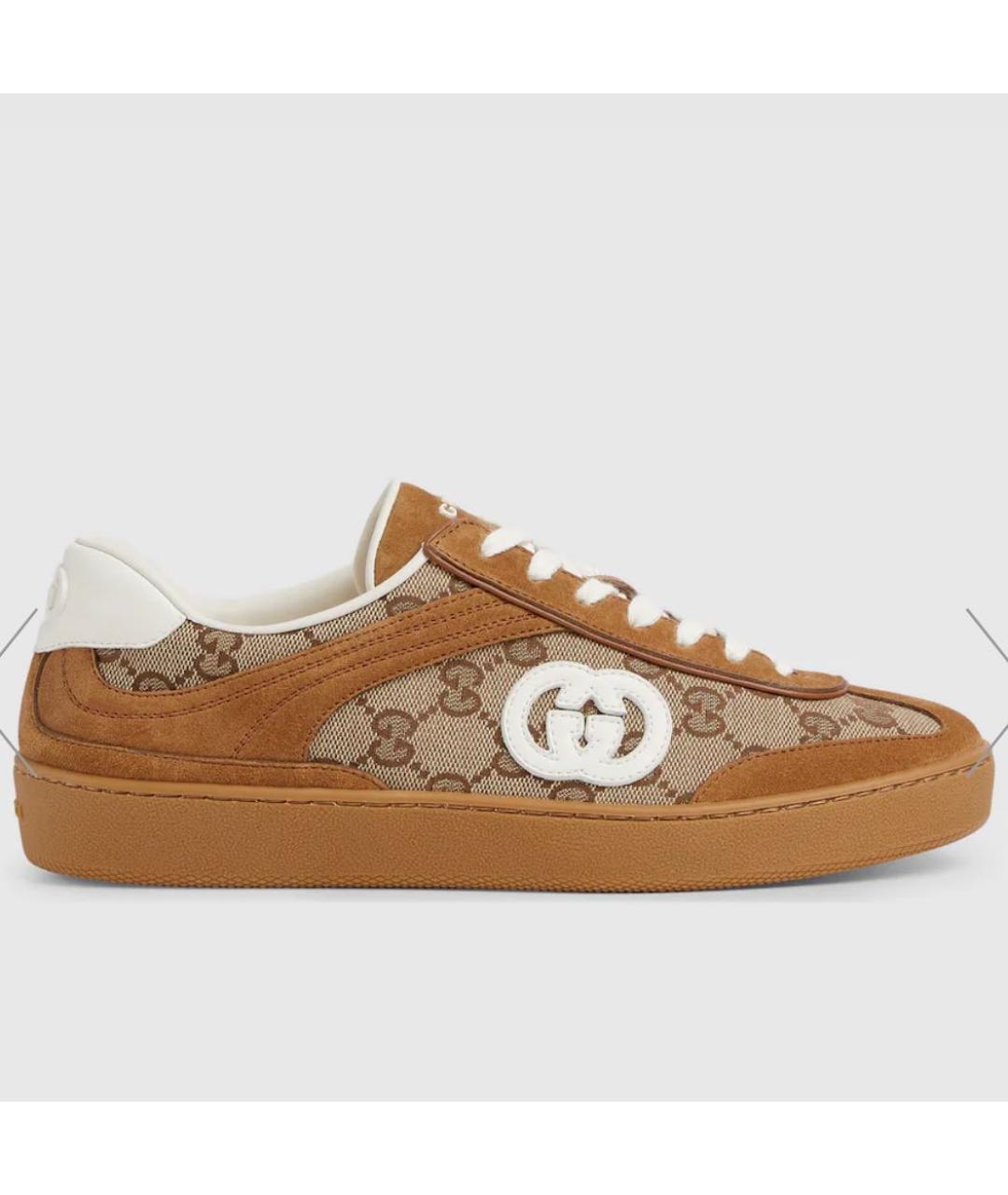 GUCCI Коричневые текстильные кеды, фото 4