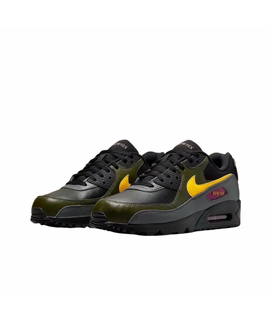 NIKE Хаки кожаные низкие кроссовки / кеды, фото 2