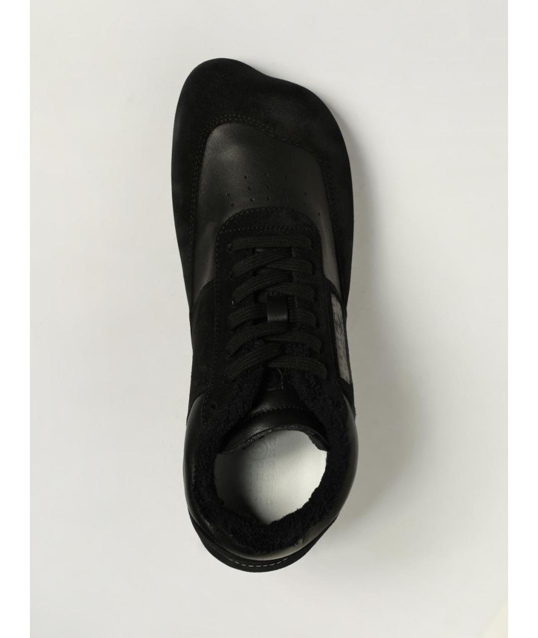 MM6 MAISON MARGIELA Черные кожаные низкие кроссовки / кеды, фото 4
