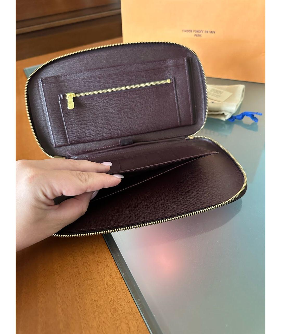 LOUIS VUITTON Бордовая кожаная барсетка, фото 7