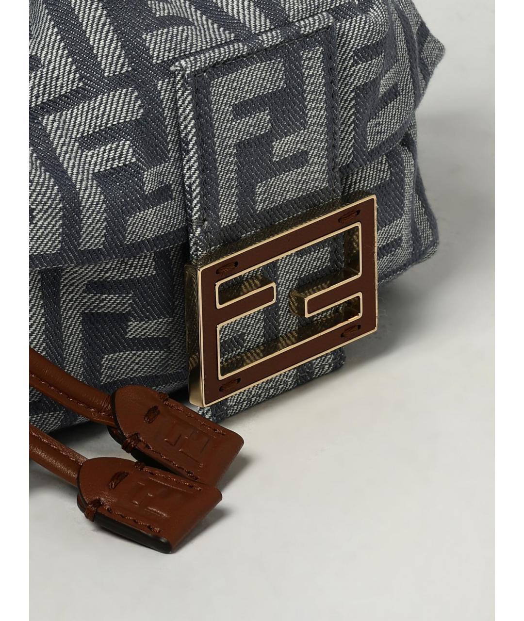 FENDI Голубая жаккардовая сумка через плечо, фото 4