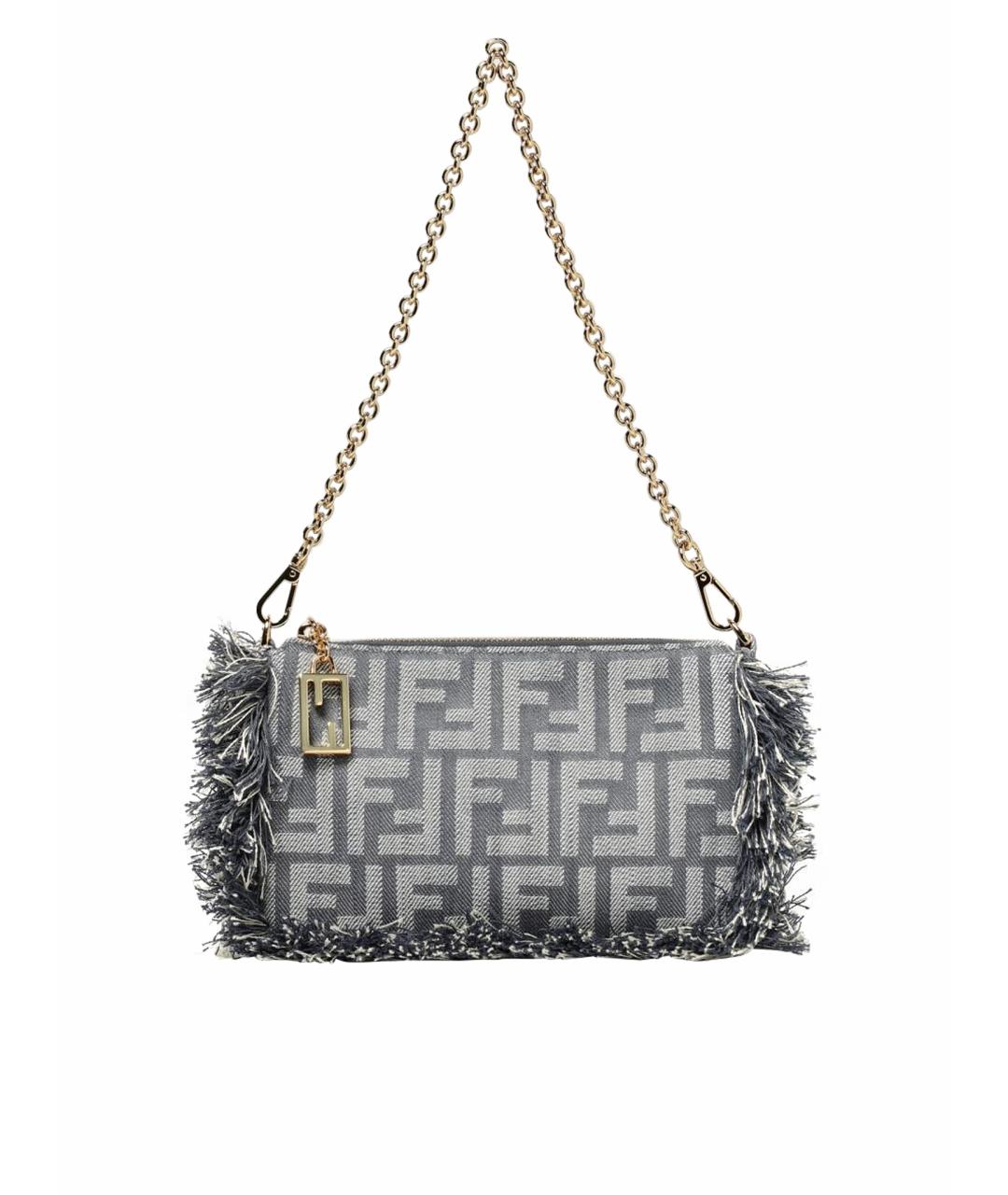 FENDI Серая жаккардовая сумка через плечо, фото 1