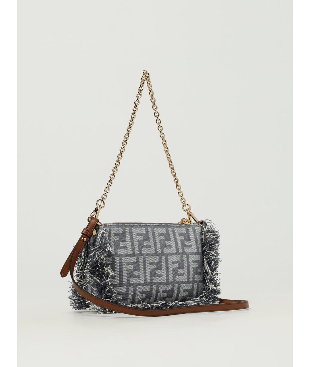 FENDI Серая жаккардовая сумка через плечо, фото 2
