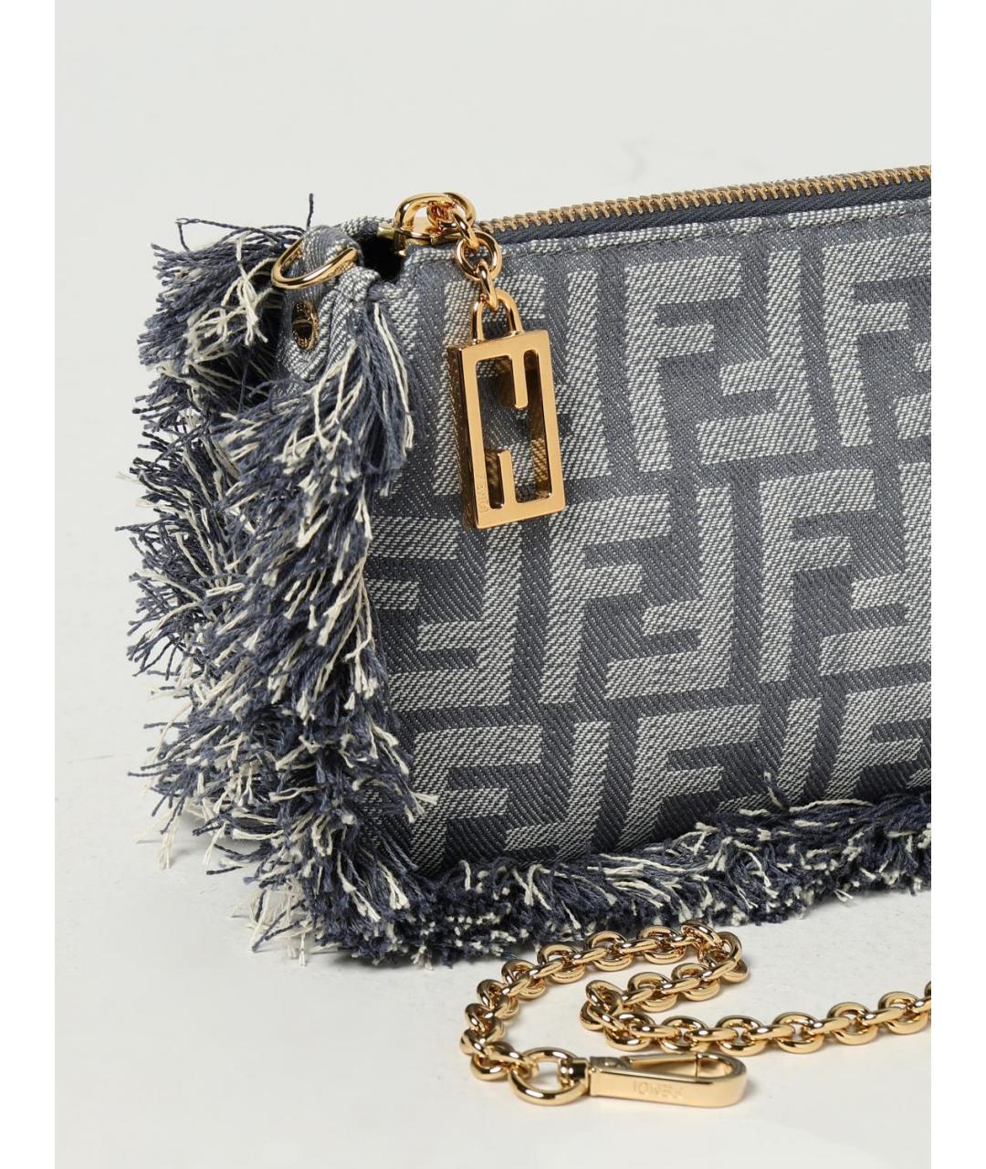 FENDI Серая жаккардовая сумка через плечо, фото 4