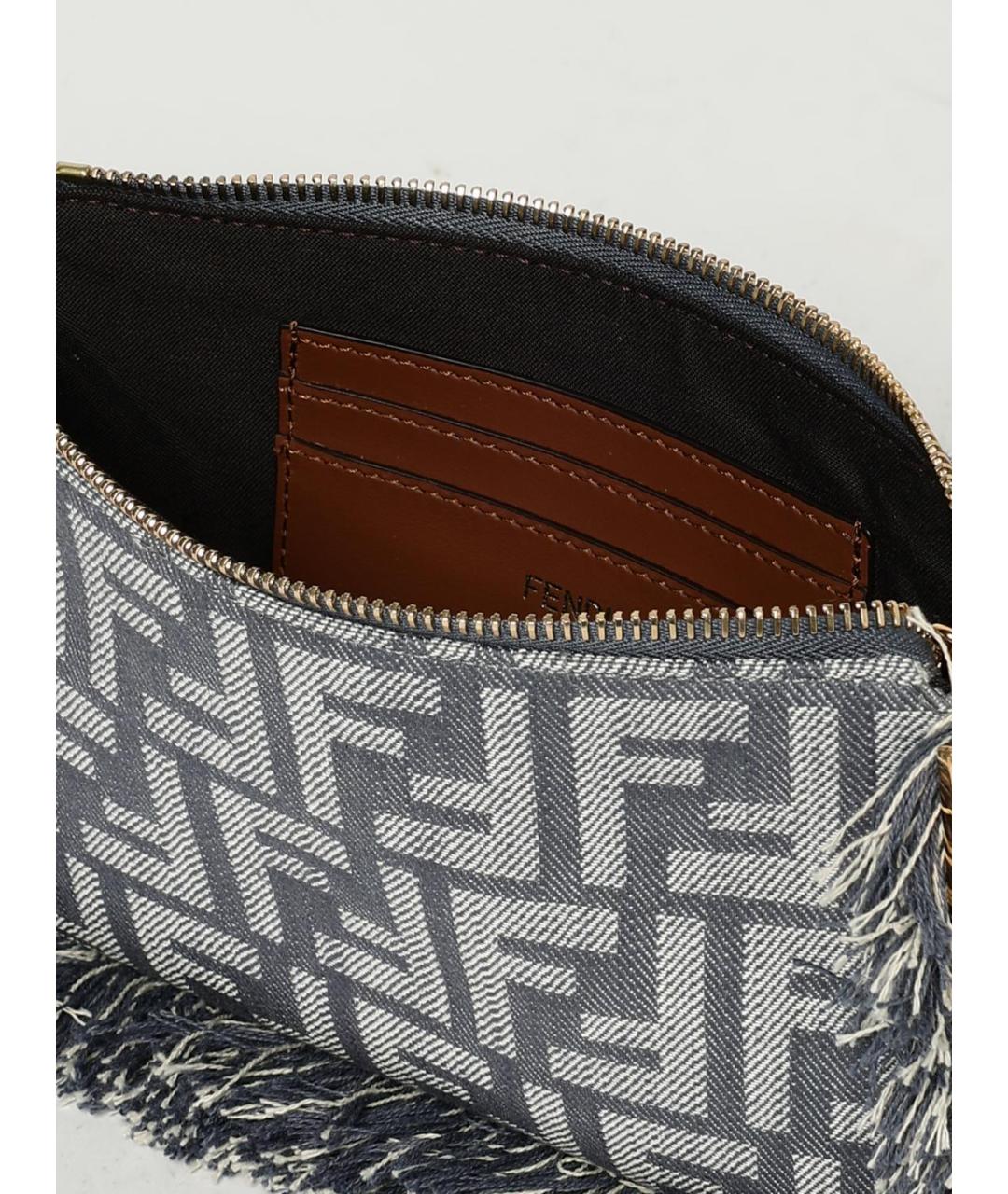 FENDI Серая жаккардовая сумка через плечо, фото 5