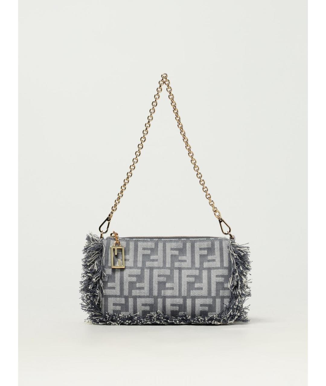 FENDI Серая жаккардовая сумка через плечо, фото 6