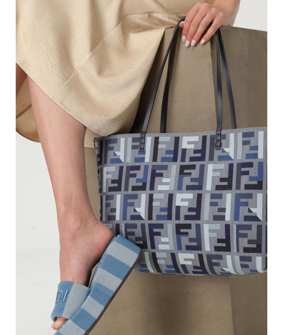 FENDI Синяя сумка тоут, фото 3
