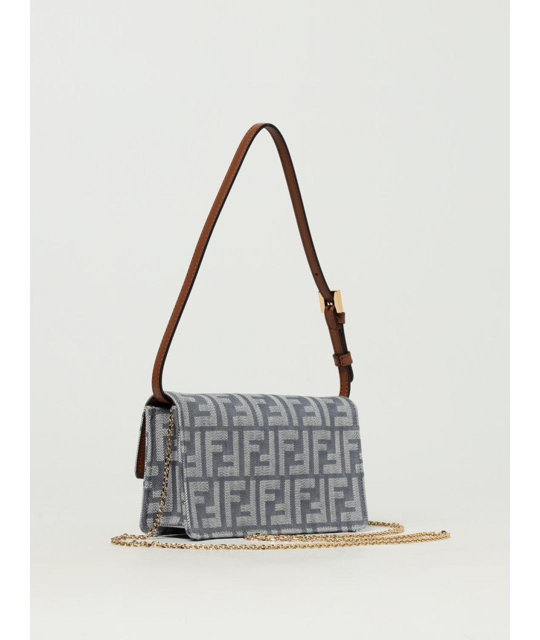 FENDI Синяя жаккардовая сумка через плечо, фото 2