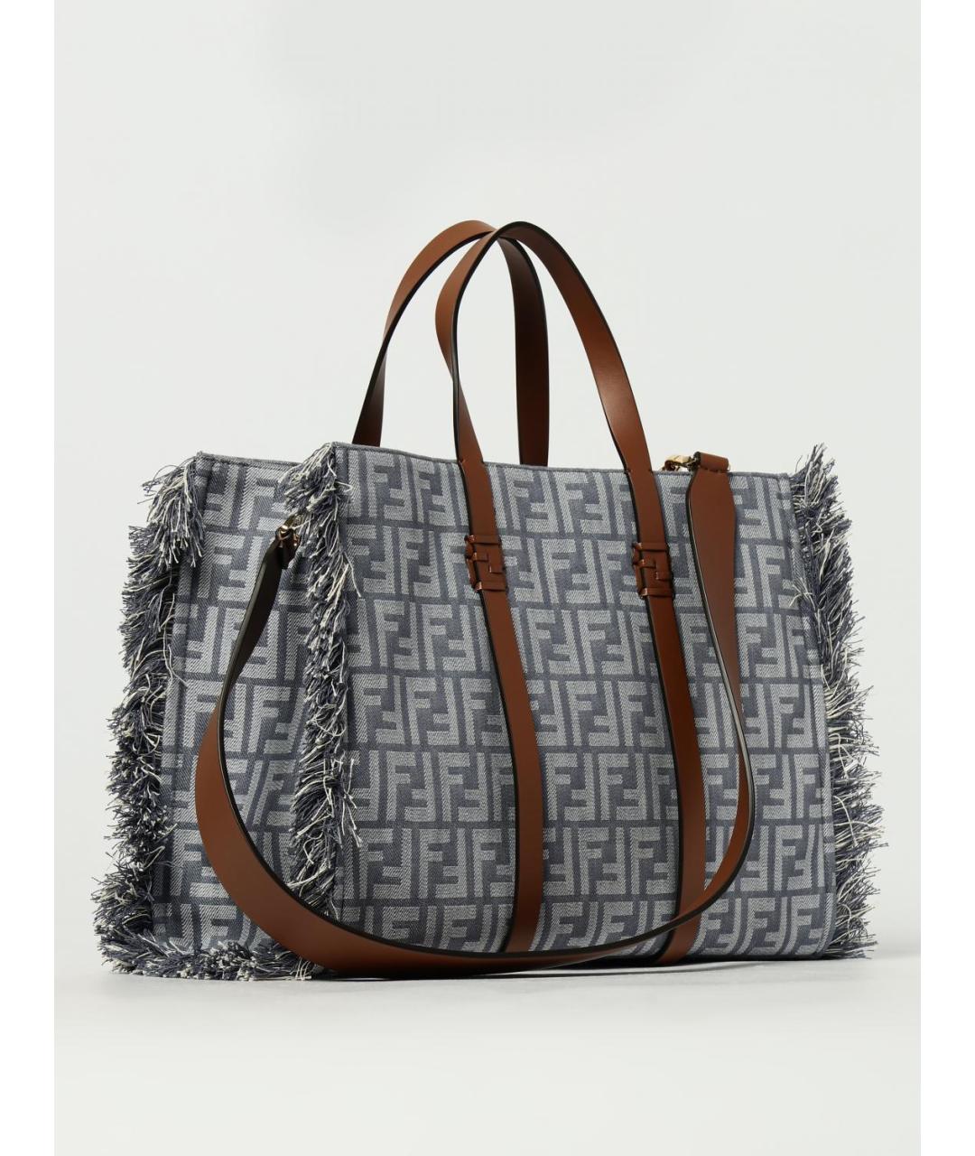 FENDI Синяя тканевая сумка тоут, фото 2
