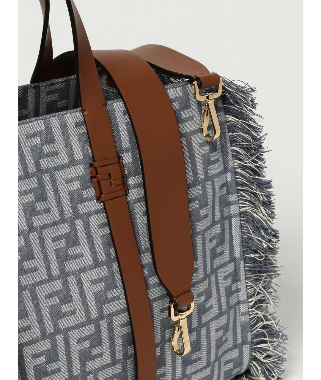 FENDI Синяя тканевая сумка тоут, фото 3