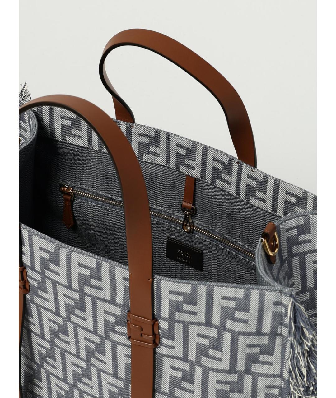 FENDI Синяя тканевая сумка тоут, фото 5