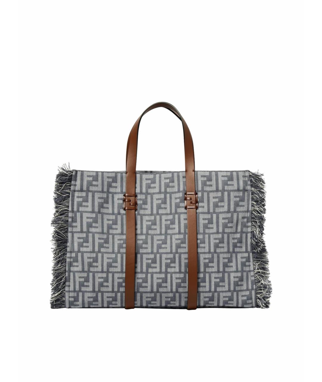 FENDI Синяя тканевая сумка тоут, фото 1