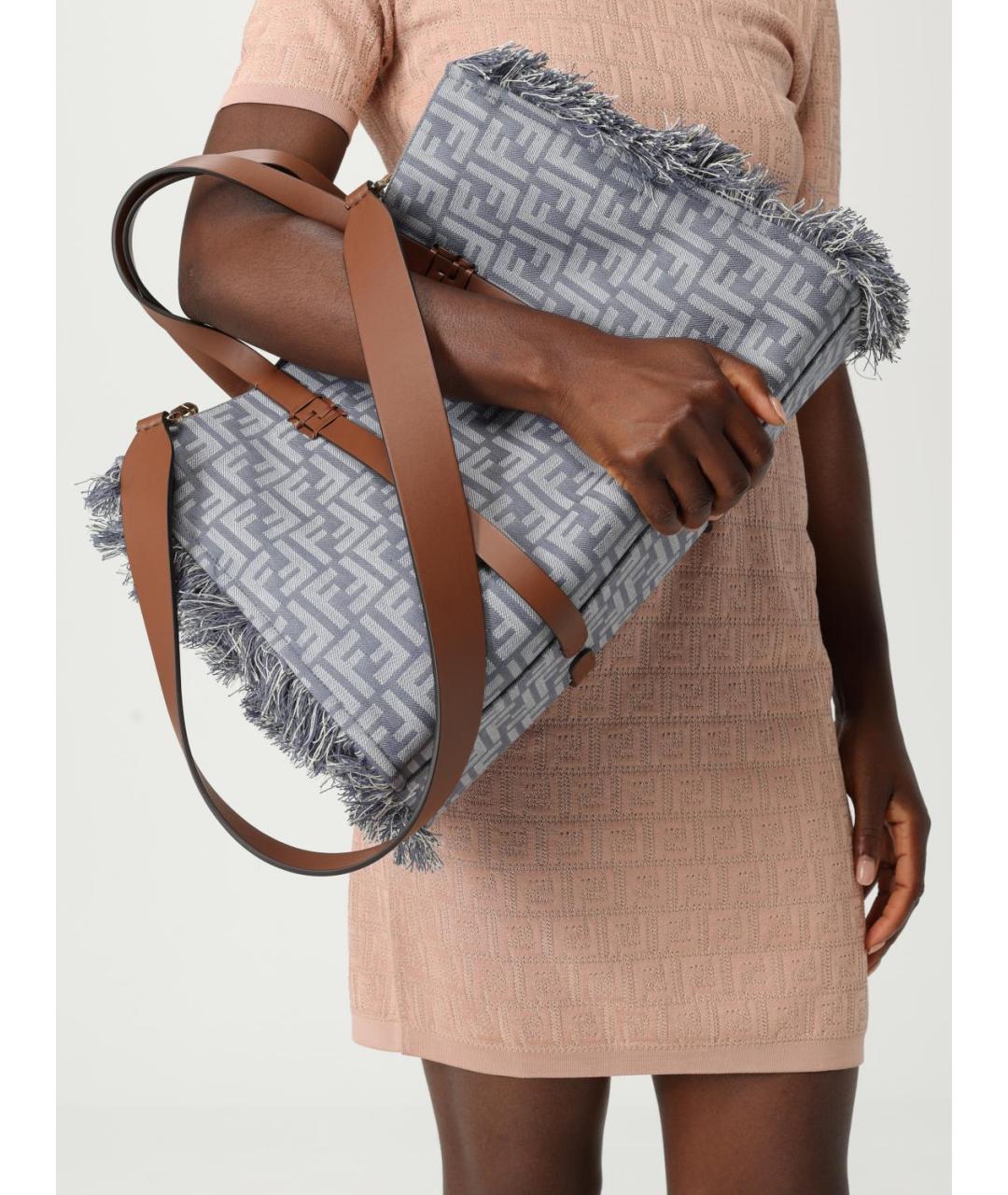 FENDI Синяя тканевая сумка тоут, фото 4
