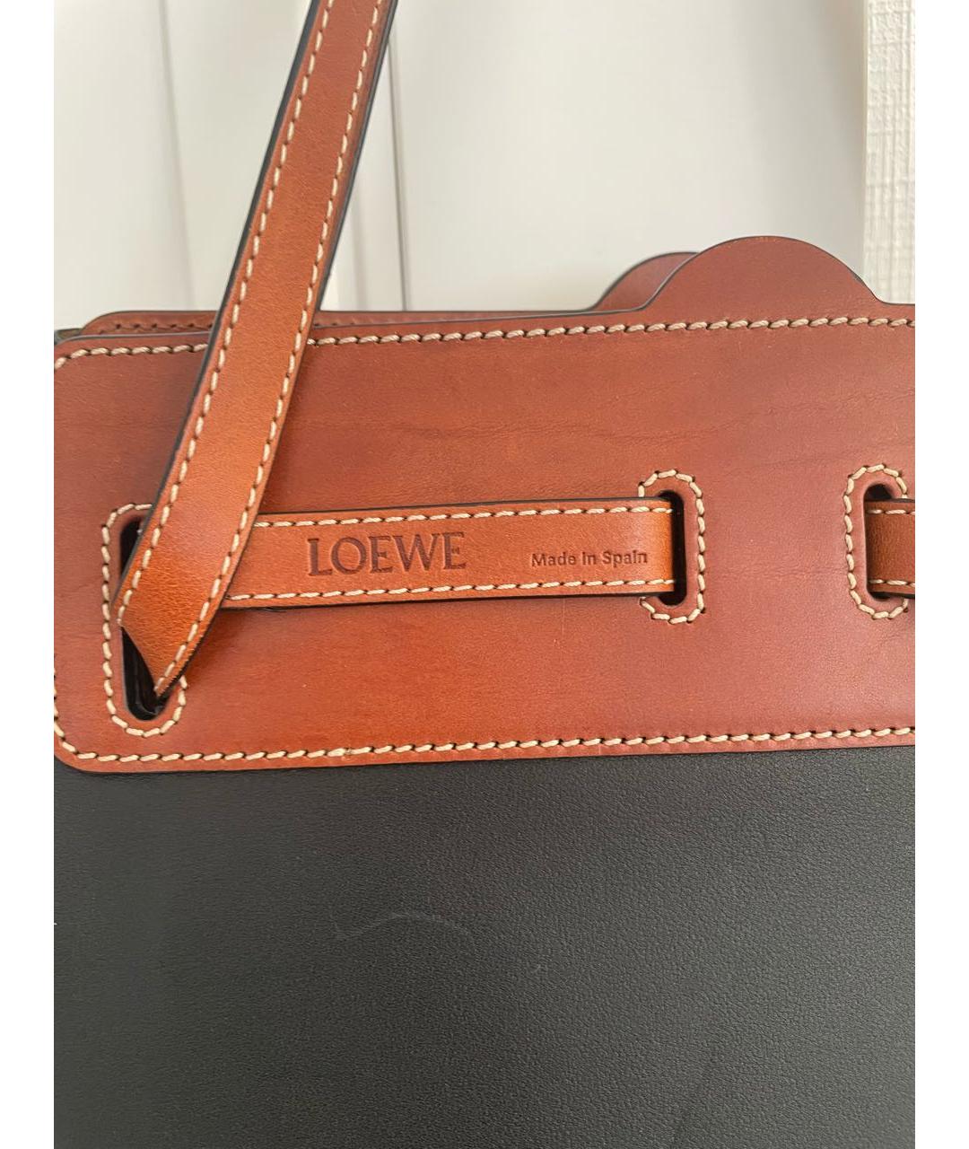 LOEWE Черная кожаная сумка тоут, фото 6