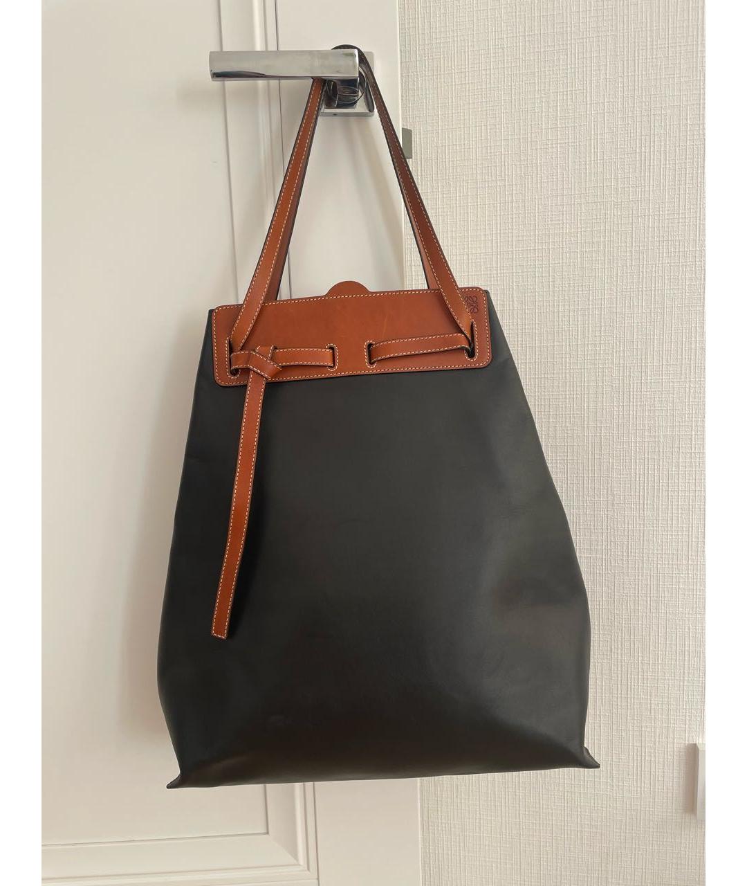 LOEWE Черная кожаная сумка тоут, фото 2